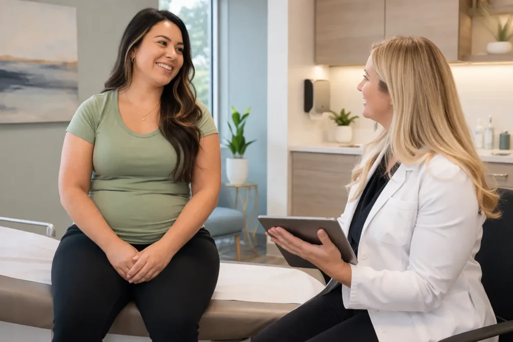 Patient and provider discussing treatment during a clinic consultation